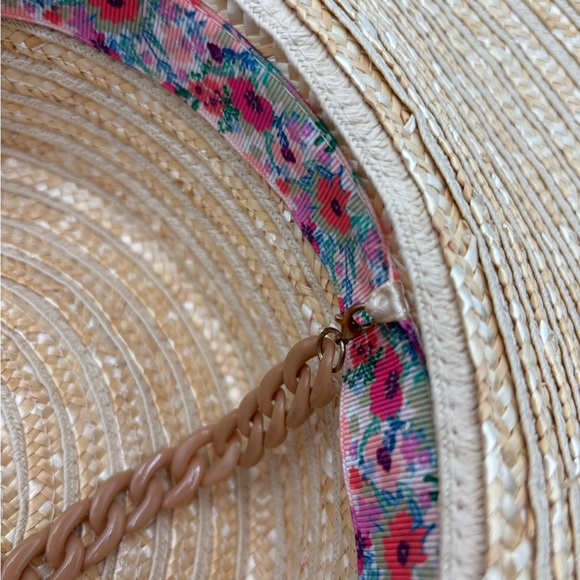 Macy's Flower Show Straw Sun Hat NWT Wide Brim Natural Woven Boater Style - Picture 6 of 6